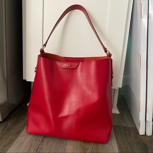 ✨SOLD✨ Ralph Lauren Red Textured Leather Bag